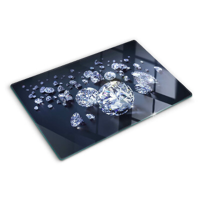 Deska kuchenna szklana z motywem kryształów i diamentów