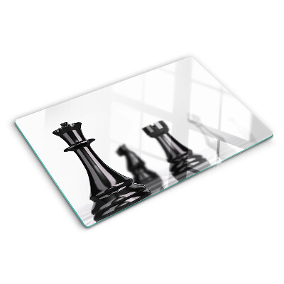 Deska kuchenna szklana z motywem szachów przedstawiającym króla i wieżę