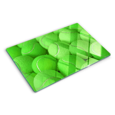 Szklana deska do krojenia z motywem piłek tenisowych na zielonym tle