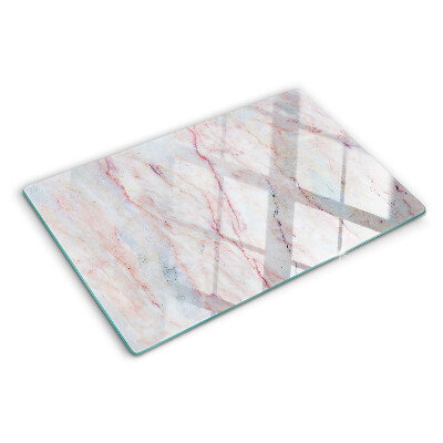 Deska kuchenna szklana z motywem marmurowym w odcieniach różu
