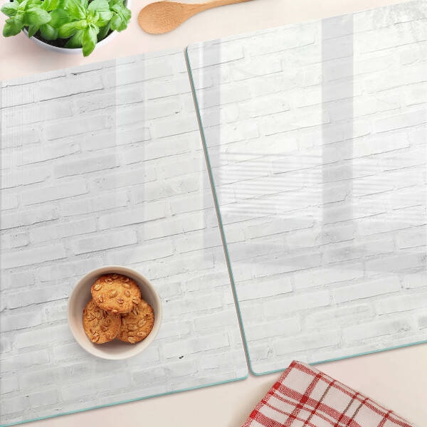 Deska kuchenna szklana z nadrukiem ceglanej ściany w stylu minimalistycznym