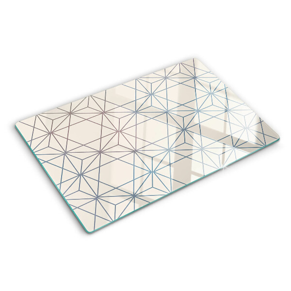 Szklana deska do krojenia z motywem geometrycznym z trójkątami i liniami