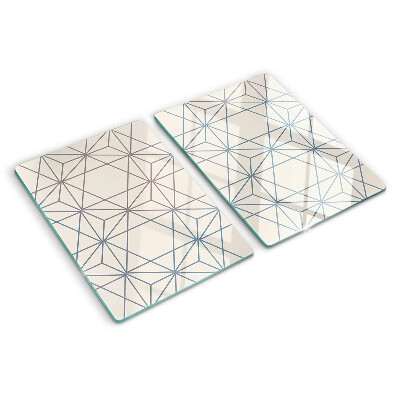 Szklana deska do krojenia z motywem geometrycznym z trójkątami i liniami