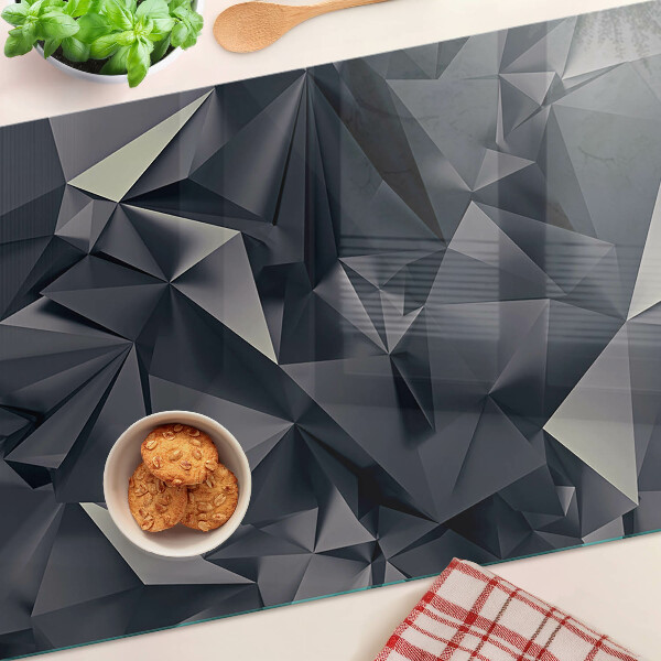 Szklana deska kuchenna z motywem geometrycznym w odcieniach szarości