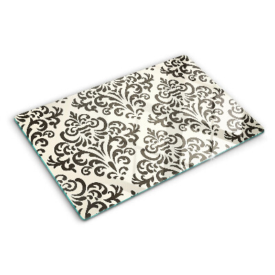 Szklana deska kuchenna z motywem roślinnym w stylu barokowym