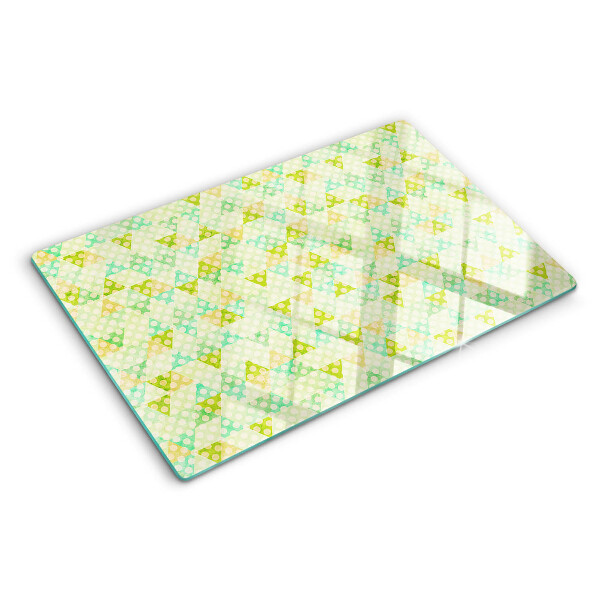 Deska kuchenna szklana z motywem geometrycznym w pastelowych kolorach