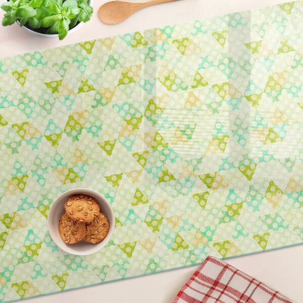 Deska kuchenna szklana z motywem geometrycznym w pastelowych kolorach