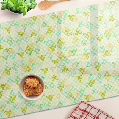 Deska kuchenna szklana z motywem geometrycznym w pastelowych kolorach