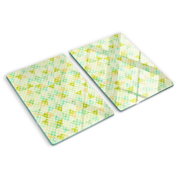 Deska kuchenna szklana z motywem geometrycznym w pastelowych kolorach