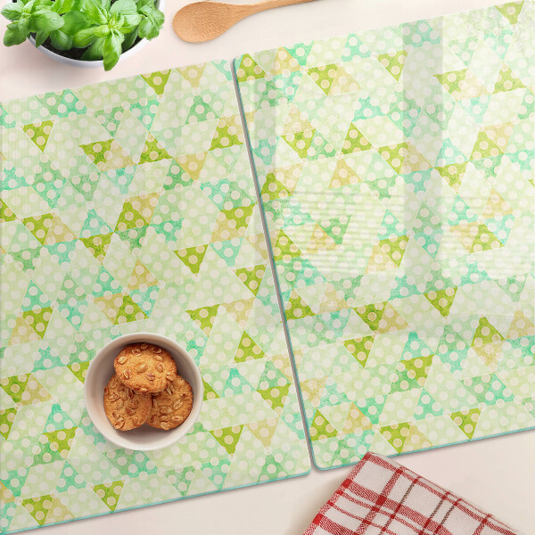 Deska kuchenna szklana z motywem geometrycznym w pastelowych kolorach