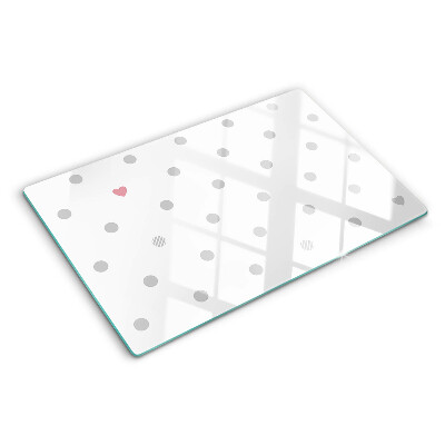 Deska kuchenna szklana z nadrukiem w kropki i serce