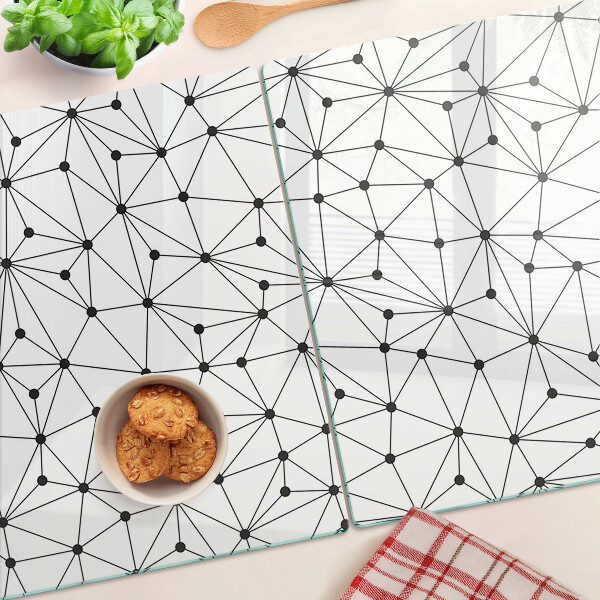 Deska kuchenna szklana z motywem geometrii sieciowej