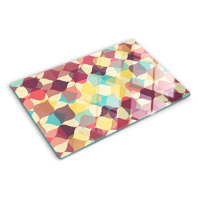 Deska kuchenna szklana z motywem geometrycznych kolorowych kółek