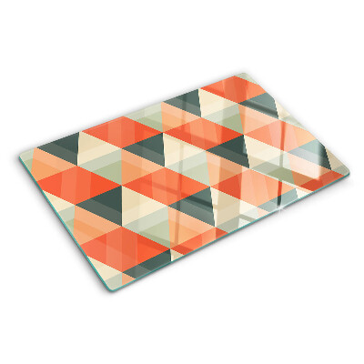 Szklana deska do krojenia z motywem trójkątów w odcieniach pomarańczu