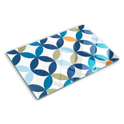 Szklana deska do krojenia z motywem geometrycznych liści w różnych kolorach