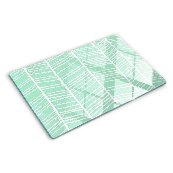 Szklana deska kuchenna w zielone paski z białymi liniami