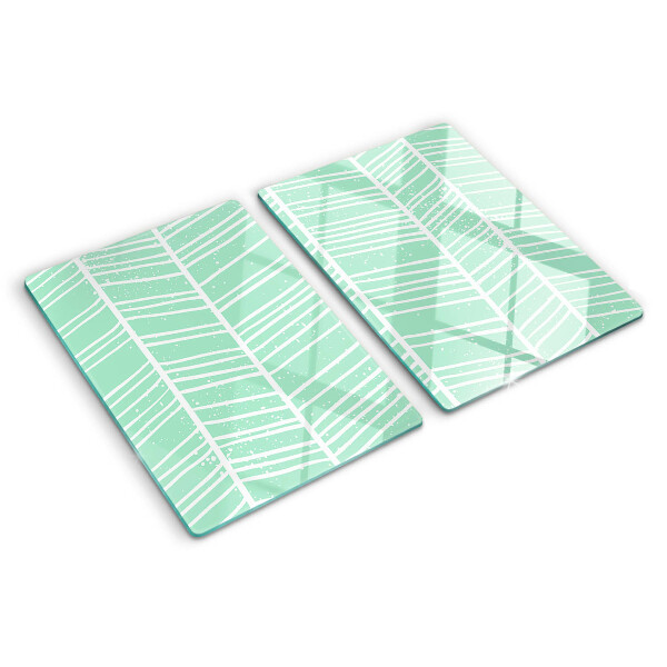 Szklana deska kuchenna w zielone paski z białymi liniami