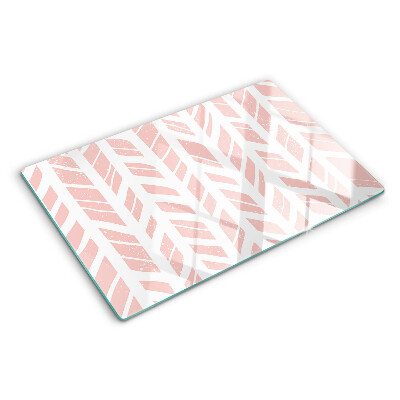 Szklana deska kuchenna z motywem liści w różowym odcieniu