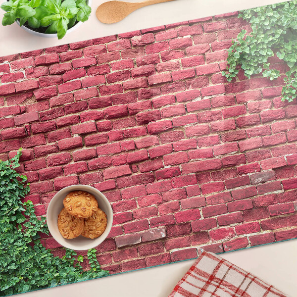 Deska kuchenna szklana z motywem ceglanej ściany z roślinnością