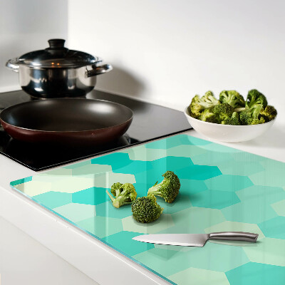 Szklana deska do krojenia z heksagonalnym wzorem w odcieniach turkusu