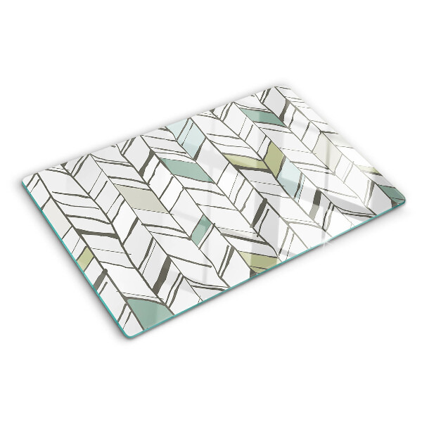 Szklana deska kuchenna z liściastym wzorem w odcieniach zieleni