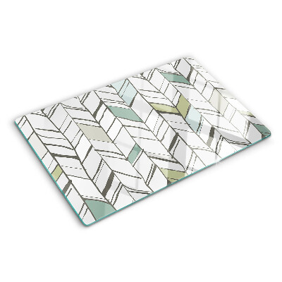 Szklana deska kuchenna z liściastym wzorem w odcieniach zieleni