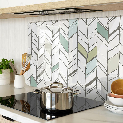 Szklana deska kuchenna z liściastym wzorem w odcieniach zieleni