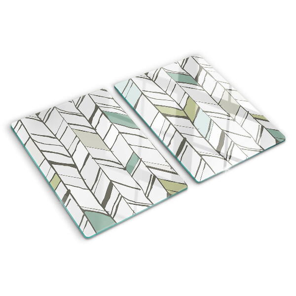 Szklana deska kuchenna z liściastym wzorem w odcieniach zieleni