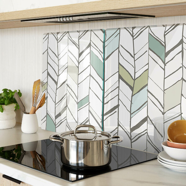 Szklana deska kuchenna z liściastym wzorem w odcieniach zieleni