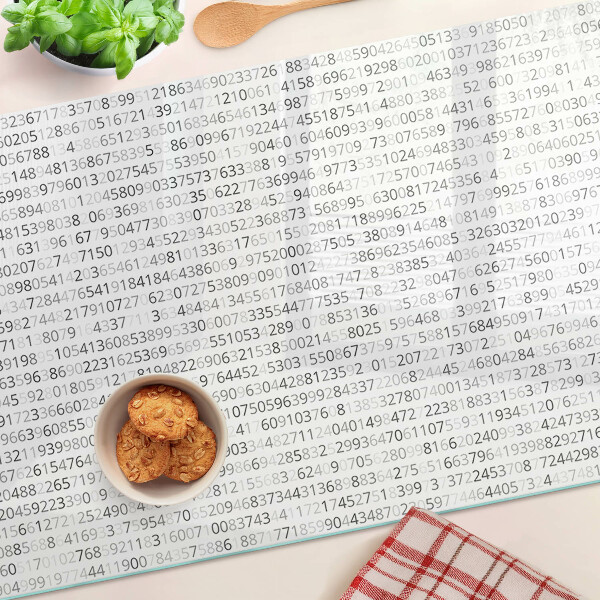 Deska kuchenna szklana z nadrukiem przedstawiającym ciąg liczb