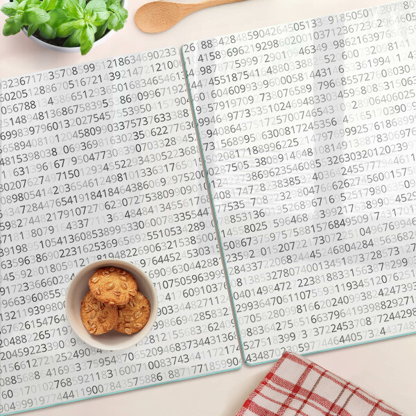 Deska kuchenna szklana z nadrukiem przedstawiającym ciąg liczb