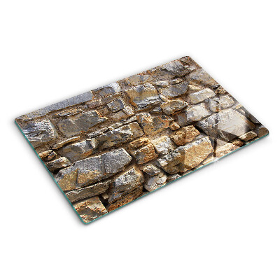 Szklana deska kuchenna z motywem kamiennej ściany