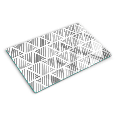 Deska kuchenna szklana z geometrycznym wzorem w odcieniach szarości