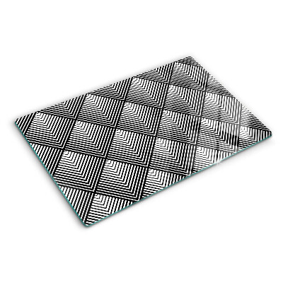 Szklana deska kuchenna z geometrycznym wzorem w czerni i bieli