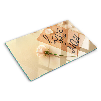 Szklana deska do krojenia z motywem „Miłość i kwiaty”