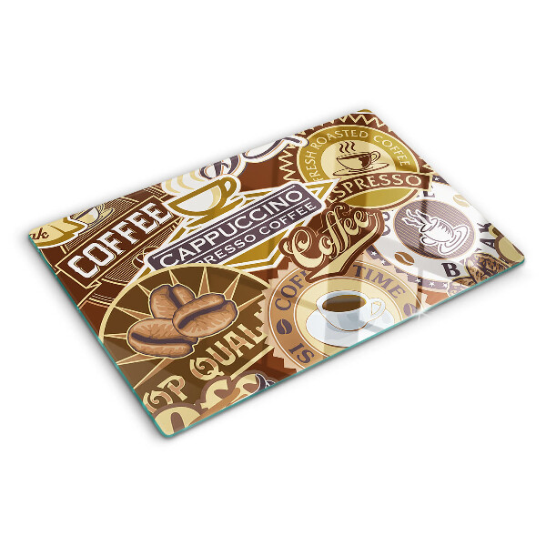 Szklana deska kuchenna z motywem kawy i espresso