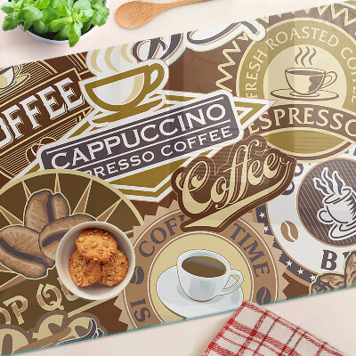 Szklana deska kuchenna z motywem kawy i espresso