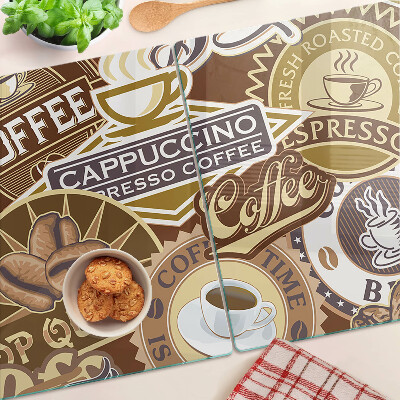 Szklana deska kuchenna z motywem kawy i espresso
