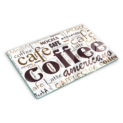 Szklana deska kuchenna z motywem kawy i napojów kawowych