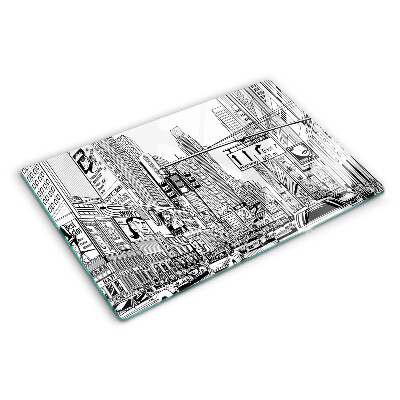 Szklana deska do krojenia z motywem Nowego Jorku w stylu komiksowym