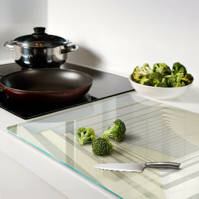 Szklana deska kuchenna z nadrukiem przedstawiającym perspektywę architektoniczną z lustrzanym efektem