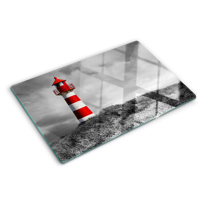 Deska kuchenna szklana z nadrukiem latarni morskiej w pejzażu