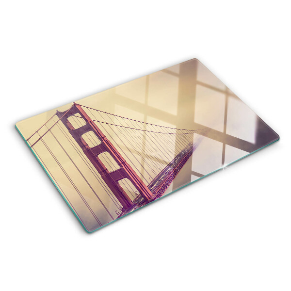 Szklana deska kuchenna z motywem Mostu Golden Gate w stylu vintage
