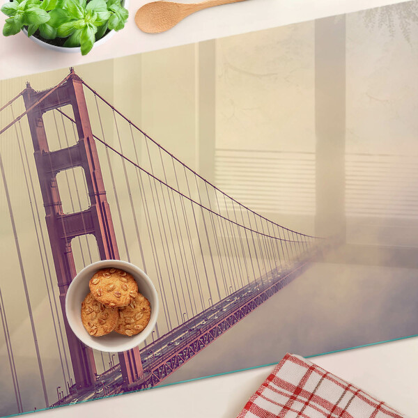 Szklana deska kuchenna z motywem Mostu Golden Gate w stylu vintage