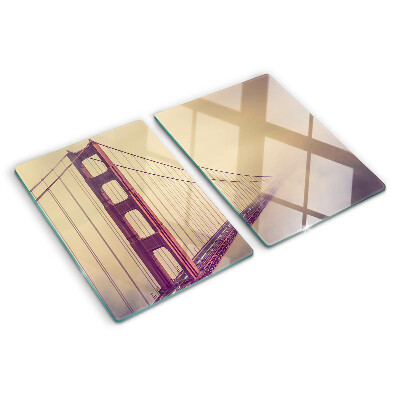 Szklana deska kuchenna z motywem Mostu Golden Gate w stylu vintage