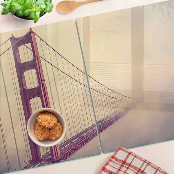 Szklana deska kuchenna z motywem Mostu Golden Gate w stylu vintage