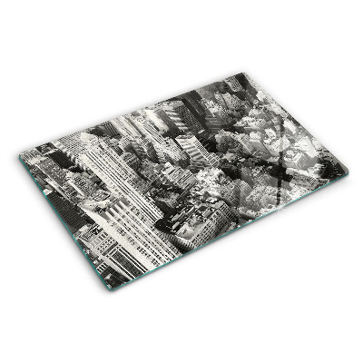 Szklana deska kuchenna z nadrukiem przedstawiającym widok miasta z lotu ptaka