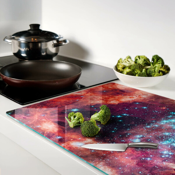 Szklana deska do krojenia z motywem kosmicznego pejzażu z gwiazdami