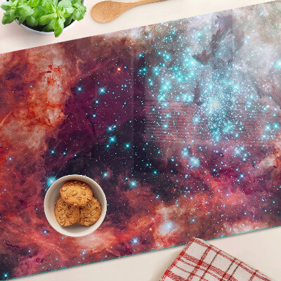 Szklana deska do krojenia z motywem kosmicznego pejzażu z gwiazdami