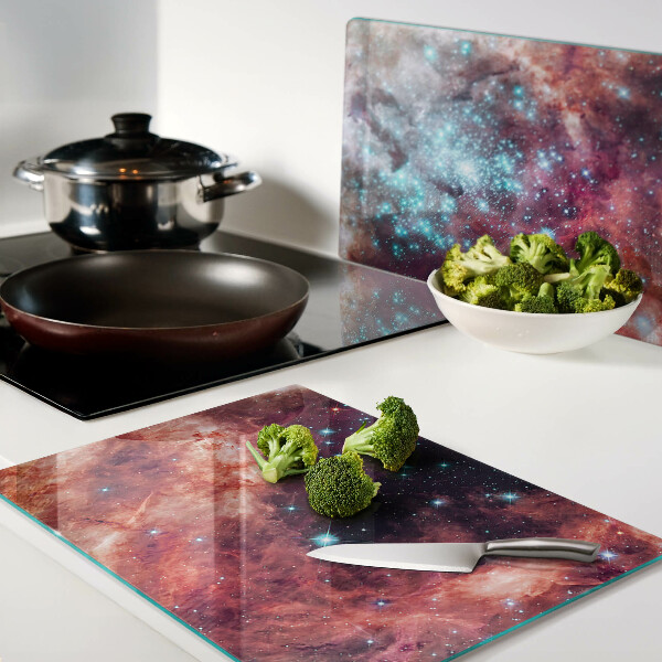 Szklana deska do krojenia z motywem kosmicznego pejzażu z gwiazdami